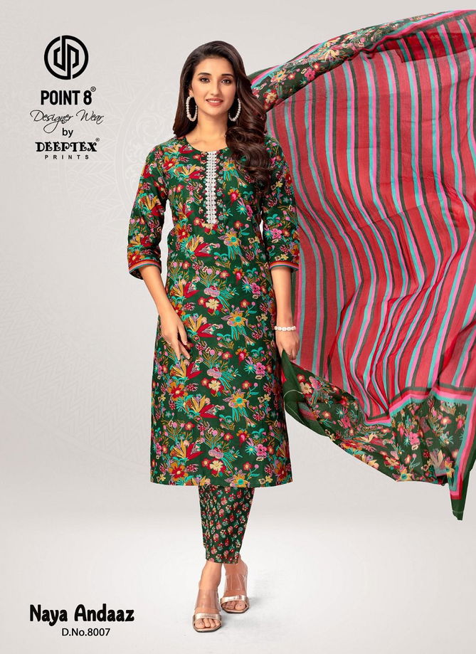 Naya Andaaz Vol 8 By Deeptex Cotton Printed Kurti With Bottom Dupatta Wholesale Online
